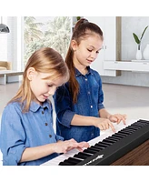 Gymax 61 Key Full Size Folding Piano Semi-Weighted Keyboard Midi Wireless Connection