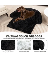 Costway Plush Calming Dog Couch Bed with Anti-Slip Bottom Plush Mat for Dogs & Cats