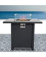 Mondawe 25" H x 30" W Steel Outdoor Fire Pit Table with Lid