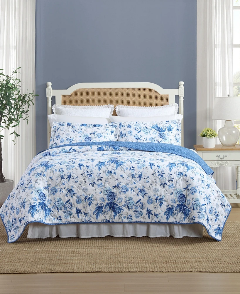 Laura Ashley Breezy Floral Reversible -Pc. Quilt Set