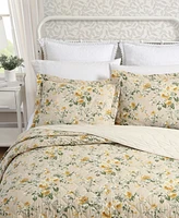 Laura Ashley Roses Reversible -Pc. Quilt Set