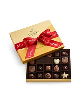 Godiva Holiday Gold Ballotin Chocolate Gift Box with Merry Christmas Ribbon