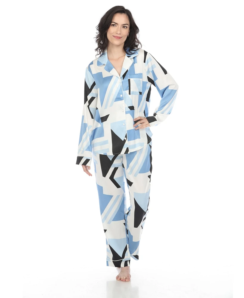 White Mark Women's Printed Satin Pajama Set