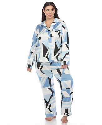 White Mark Plus Printed Satin Pajama Set