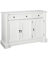 Kings Brand Furniture Wood Buffet Breakfront Cabinet Console Table with Storage, Drawers, Shelves (White)