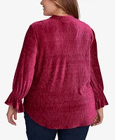 Ruby Rd. Plus Smocked Velvet Blouse