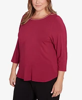 Ruby Rd. Plus Berry Chain Embellished Solid Knit Top