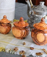 BeldiNest Olive Wood Acorn Sugar Bowl, Large