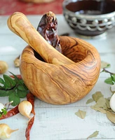 BeldiNest Olive Wood Round Pestle and Mortar