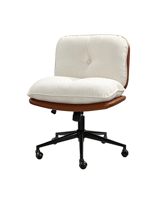 Hulala Home Lindsay Mid Century Modern Task Chair Faux Leather +Polyester/Polyester Blend