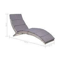 vidaXL Folding Sun Lounger with Cushion Poly Rattan Gray