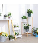 Unho Vertical Multi-tier Plant Stand Bamboo Tall Corner Flower Pot Rack for Balcony Indoor