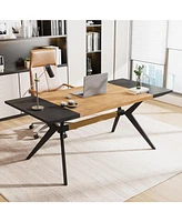 Tribesigns 63 Inch Executive Desk, Large Office Computer Desk with X-Shape Frame, Modern Working Table Business Furniture for Home Office
