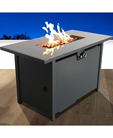 Mondawe 25'' H x 42'' W Steel Outdoor Fire Pit Table with Lid (Black)