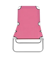 vidaXL Folding Sun Lounger Steel and Fabric Pink