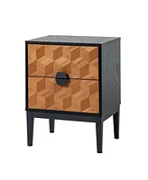 Hulala Home Modern Apakah 25" Tall 2-Drawer Nightstand