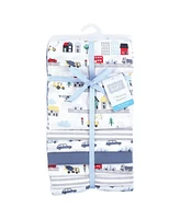 Hudson Baby Infant Boy Cotton Poly Flannel Receiving Blankets Bundle, City Life, One Size