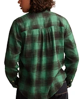 Lucky Brand Women's Cotton Clyde Plaid Boyfriend Shirt