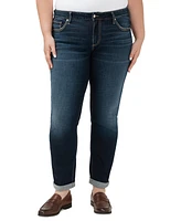 Silver Jeans Co. Plus Size Mid Rise Slim Leg Cuffed Boyfriend Jeans