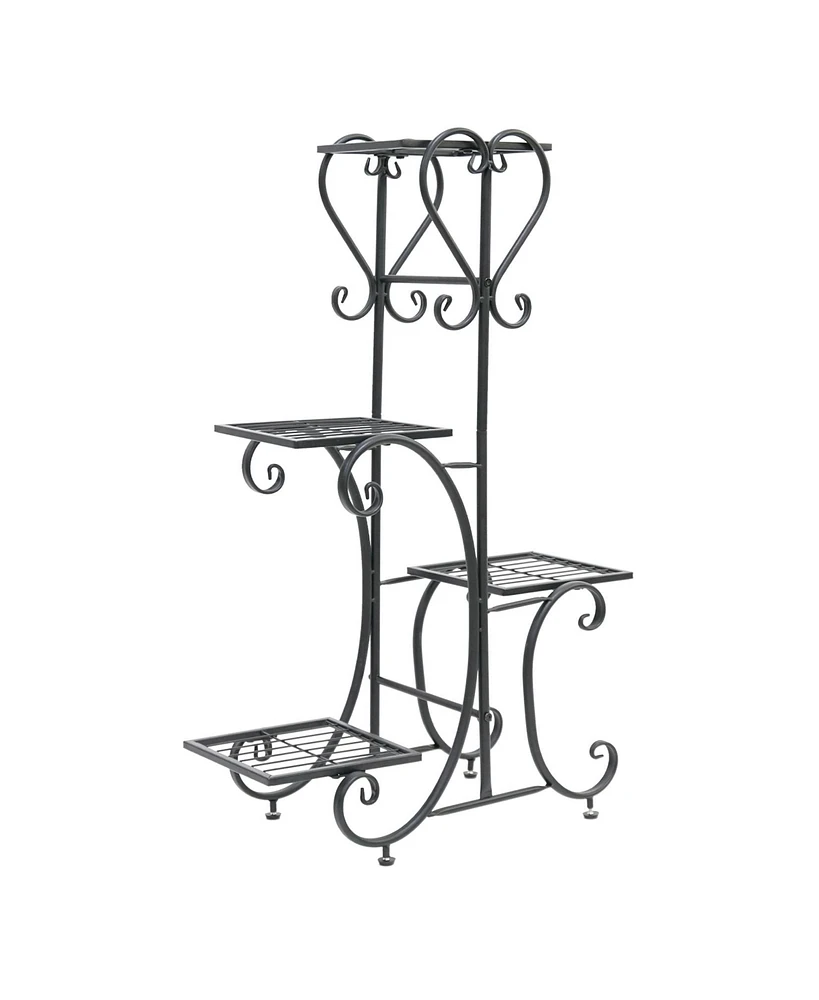 Unho 4 Tier Plant Stand Outdoor Garden Metal Flower Display Rack Shelf Home Decor