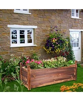 Unho Wood Planter Box Outdoor Garden Rectangular Planter Flowers Box Raised Bed