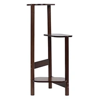 Unho 3 Tier Bamboo Wood Tall Corner Plant Rack Garden Flower Pot Holder for Balcony