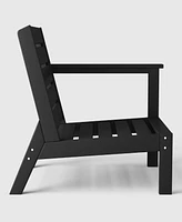 WestinTrends Outdoor Patio Hdpe Left Arm Sectional Navy Blue Corner Club Chair with Cushions