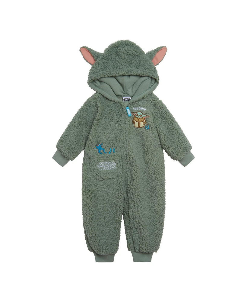 Star Wars Baby Boys The Mandalorian Grogu Cozy Sherpa Zip Up Cosplay Coverall Newborn to (Newborn - 24 Months