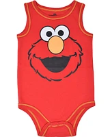 Sesame Street Baby Boys Elmo Cookie Monster Bird Newborn 5 Pack Cuddly Short Sleeve Bodysuits