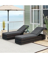Costway Pcs Chaise Lounge with 4-level Backrest Heavy-Duty Metal Frame Seat Cushion