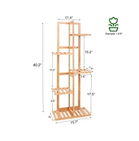 Unho Indoor Outdoor Bamboo Wood Plant Stand Corner Flower Display Rack Shelving Unit