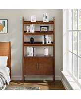 Hulala Home Augusto Mid-century Modern 76'' H x 36'' W Solid Wood Ladder Bookcase with Solid Wood Legs