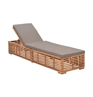 vidaXL Sun Lounger with Dark Gray Cushion Solid Teak Wood