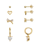 Unwritten Cubic Zirconia Heart and Bow Hoop Stud Earring Set