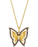 Le Vian Nude Diamond & Chocolate Diamond Butterfly Pendant Necklace (1/3 ct. t.w.) in 14k Honey Gold