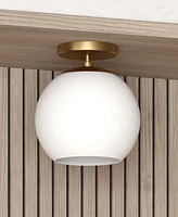 Hudson & Canal 9" Metal Bartlett Wide Semi Flush Mount