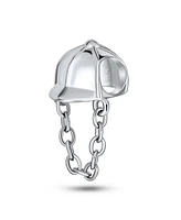 Bling Jewelry Jock Equestrian Sports Helmet Hat Cap Charm Bead .925Sterling Silver