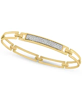 Effy Men's Zircon Bar Cluster Rectangular Open Link Bangle Bracelet (1-3/8 ct. t.w.) in Gold-Plated Sterling Silver