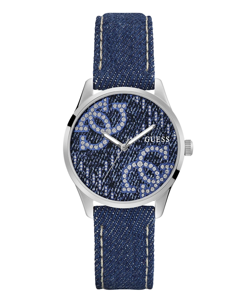 Guess Women's Analog Blue Denim Watch 36mm