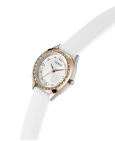 Guess Women's Analog White Silicone Watch 30mm