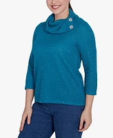 Ruby Rd. Petite Split Cowl Neck Sequin Knit Top