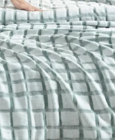 Kenneth Cole New York Wavy Grid Jacquard Plush Throw, 70" X 50"