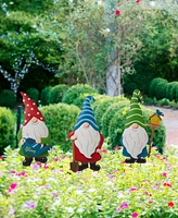Glitzhome 36"H Gnome Yard Stake or Wall Decor Set of 3
