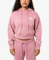 True Religion Women's Washed Old Multi Logo Hoodie