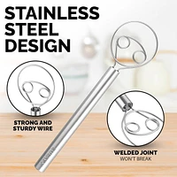 Zulay Kitchen Stainless Steel Danish Whisk for Cooking with Dough Hook