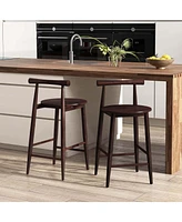 Costway Bar Chair Counter Height Stools Set of with Acacia Wood Frame Supporting Legs