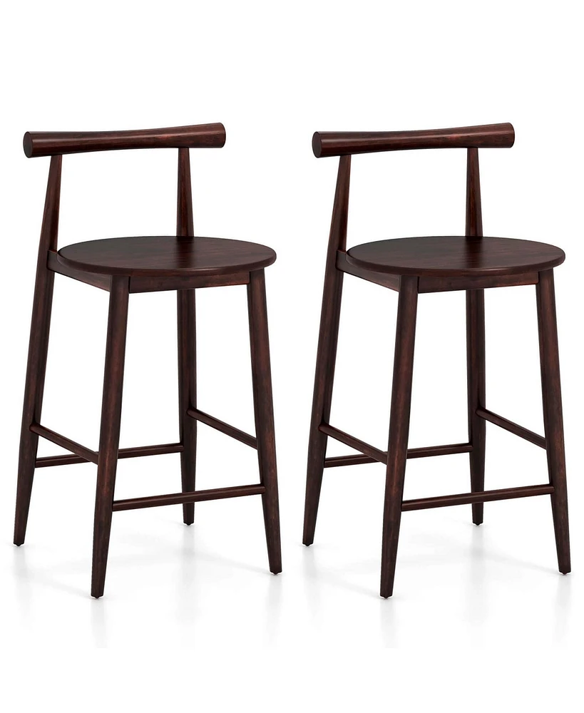 Costway Bar Chair Counter Height Stools Set of with Acacia Wood Frame Supporting Legs