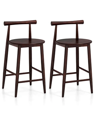 Costway Bar Chair Counter Height Stools Set of with Acacia Wood Frame Supporting Legs