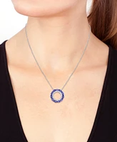 Effy Tanzanite (2-5/8 ct. t.w.) & Diamond (1/3 ct. t.w.) Circle Pendant 18"Necklace in 14k White Gold