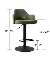 Set Of 2 Armrest Upholstered 360° Swivel Adjustable Barstool With Black Legs-Maison Boucle